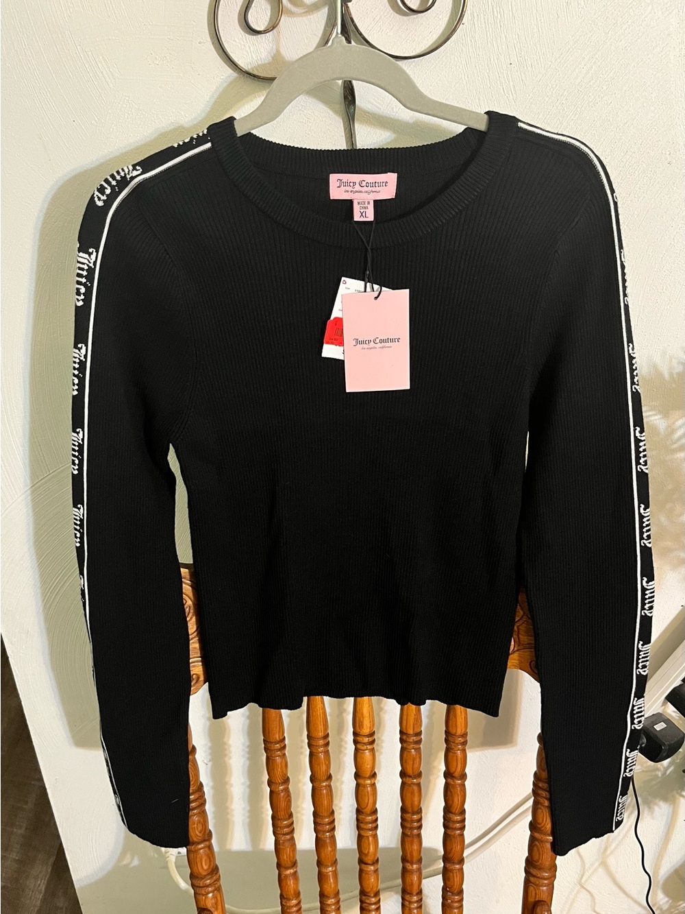 Juicy Couture Black Ribbed Crewneck Sweater